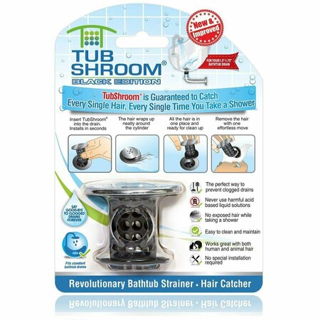TUBSHROOM Chrome Edition Revolutionary Tub Drain Protector Hair Catcher - Black TU308283